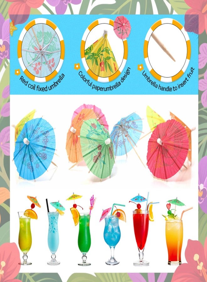 Haundry Cocktail Umbrella Picks, 50-Pack Drink Umbrella Toothpicks, Colorful Paper Cupcake Toppers for Luau Party Sandwich Fruit, Wooden Cocktail Picks for Tropical Hawaiian Tiki Party Decoration - Image 3
